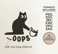 Funny Naughty Cat with Glasses Spilling Coffee Oopsy Cat Machine Embroidery Design, Pattern, Hoop Art, Instant Download File, 4x4 Hoop (100mm)