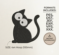 Freebie - Cute Black Cat Machine Embroidery Design - Instant Download File - 4x4 Hoop (100x100mm)