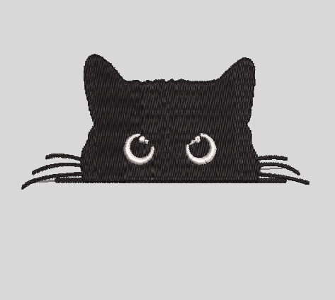 Peeking Black Cat Machine Embroidery Design, Trendy Cat Pattern for 4x4 Hoop (100mm), Instant Download File