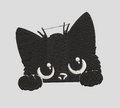Kawaii Peeking Black Cat Machine Embroidery Design Pattern 4x4 Hoop (100mm) Instant Download File