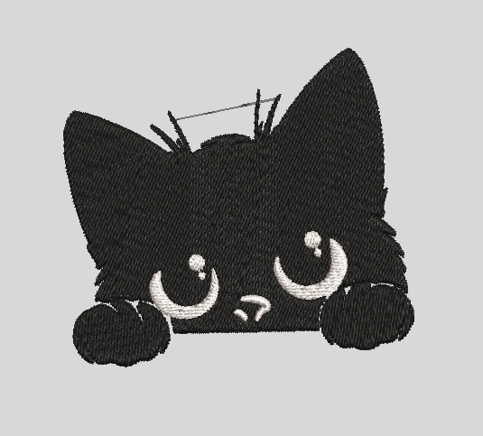 Kawaii Peeking Black Cat Machine Embroidery Design Pattern 4x4 Hoop (100mm) Instant Download File