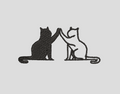 High Five Cats Machine Embroidery Design Pattern, 4x4 Hoop (100mm), Instant Download File