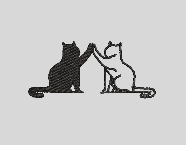 High Five Cats Machine Embroidery Design Pattern, 4x4 Hoop (100mm), Instant Download File