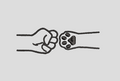 Human Fist Bump and Paw Machine Embroidery Design Pattern, 4x4 Hoop (100mm), Instant Download File